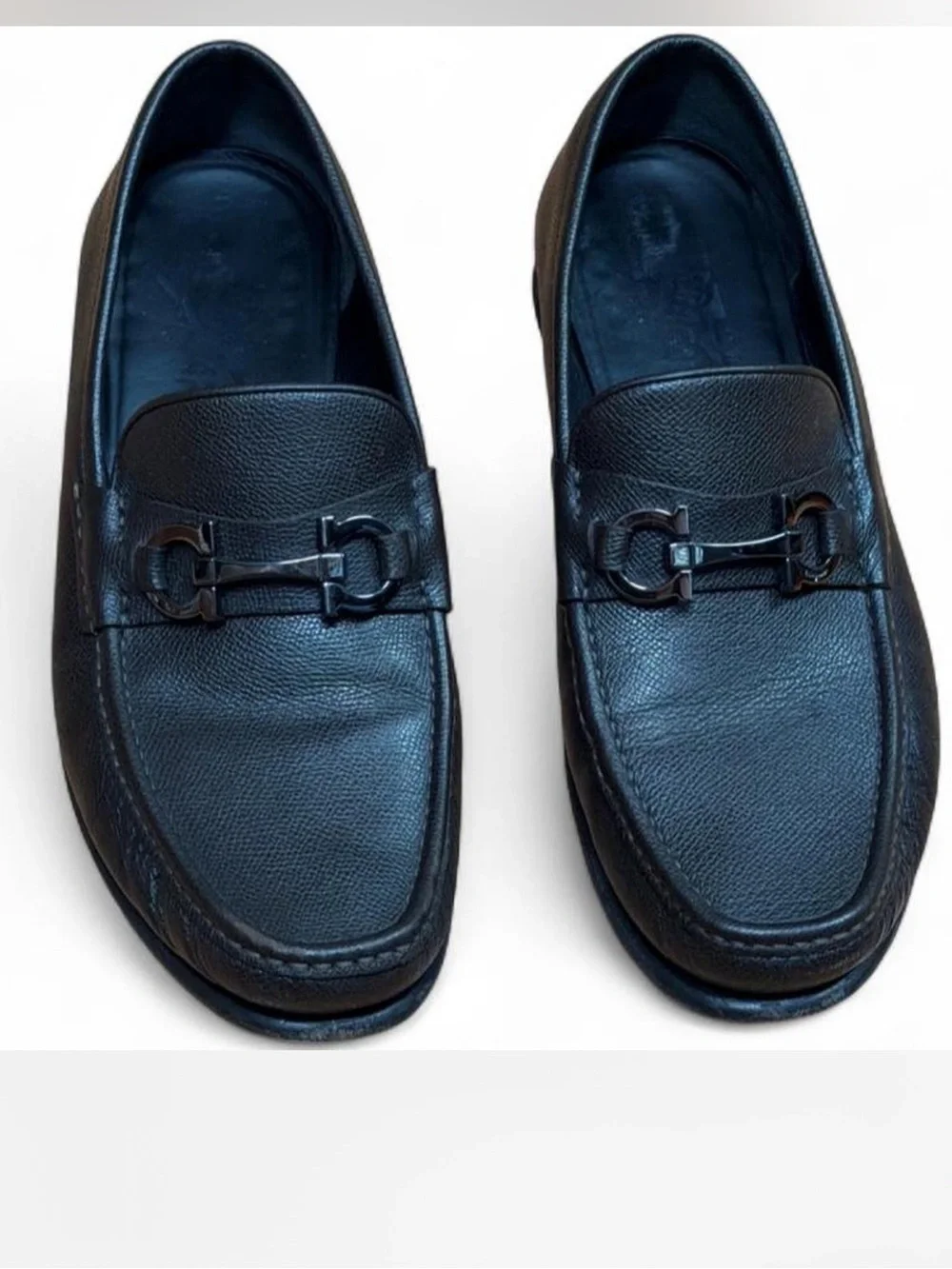 Salvatore Ferragamo Dark Brown Texture Leather w/ Horsebit Strap Loafers 10.5 EE